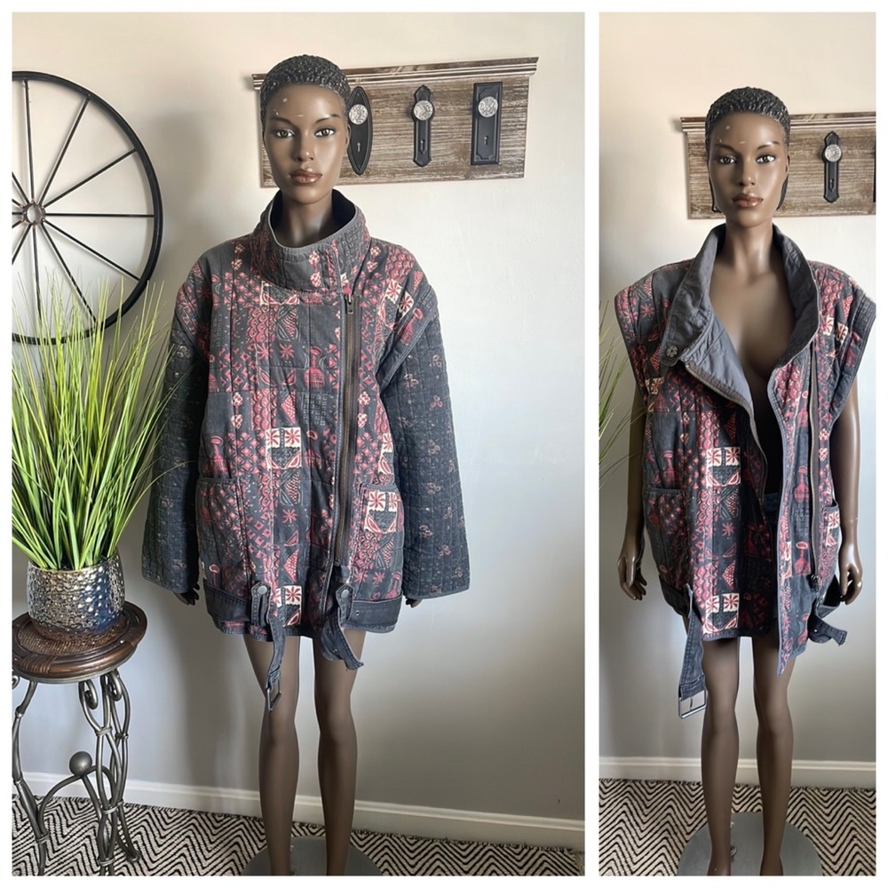 FREE PEOPLE Quilted Soft Denim Jacket Size M